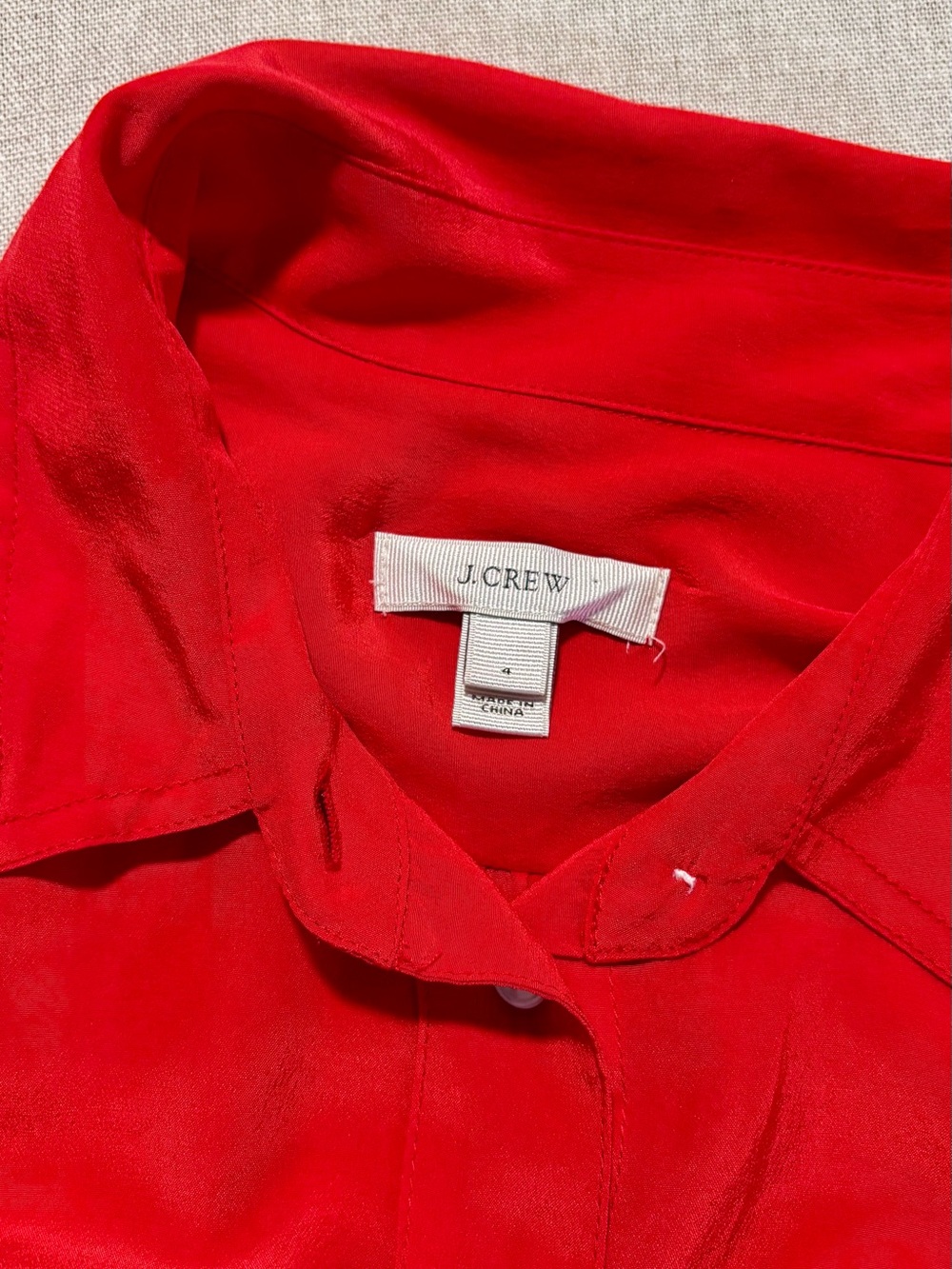 J-Crew Women’s Red Silk Button-Up